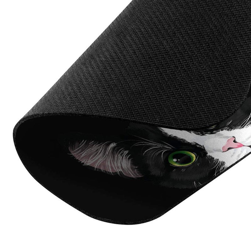WIRESTER Non-Slip Rectangle Mousepad, Black White Tuxedo Cat Mouse Pad for Home, Office and Gaming Desk - Image 3
